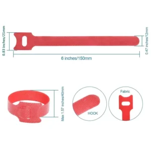 CHINEE 50 Pcs Self adhesive Customizable Reusable Fastening Cable Ties with Hook Loop Multi Purpose Cable Straps Cable Management
