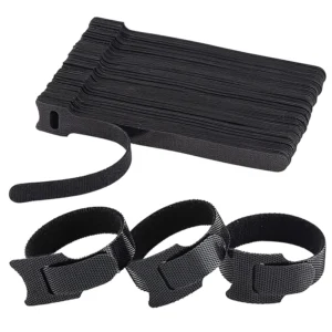 CHINEE 50PCS Reusable Locking PVC Nylon Adhesive Cable Ties 150mm Custom Color Hook Loop Straps Adjustable Fastening for Garment