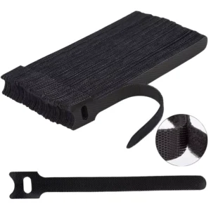 CHINEE 60 PCS 6 Inches Reusable Cable Ties Adjustable Cord Straps Cable Organizer Cord Wrap Hook Loop Black Cable Tie