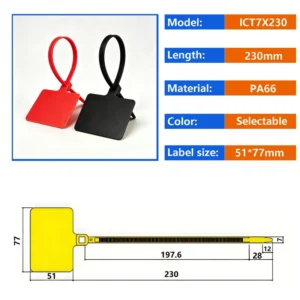 CHINEE 7*230mm Large Marker Tie with 51*77mm Writeable Tag Zip Tie for Cable Identification & Compatible with Text and logo Printing