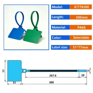 CHINEE 7*300mm Large Marker Tie with 51*77mm Writeable Tag Zip Tie for Cable Identification & Compatible with Text and logo Printing