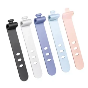 CHINEE 73mm Three Holes Silicone Cable Tie Power Cord Storage Winder Organizer Daily Use Lightweight Portable Black