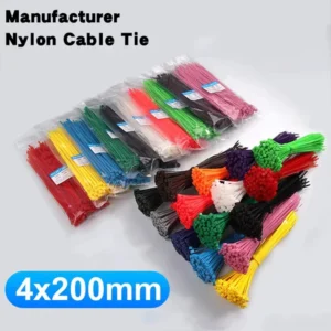 CHINEE 8 Inch Professional Cable Ties Manufacturer’s Fastening Plastic Self-locking Zip Ties Nylon PA66 Black/White 3.6*200mm