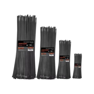 CHINEE 8+12+14+18 Inch Double Sided Toothed Zip Ties Assorted Size 100 LBS Tensile Strength Heavy Duty Nylon Cable Wire Ties