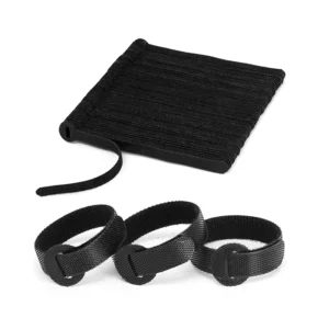 CHINEE Adjustable Cable Management Ties Eco Friendly Polyester Nylon Hook Loop Adhesive Tape for Organizing Cords Shoes Bags Black