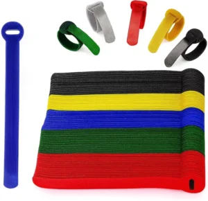 CHINEE Adjustable Reusable Self-Adhesive Eco-Friendly Double Sided Adhesive Cable Ties Black Polyester for Home Office Desktop Hook