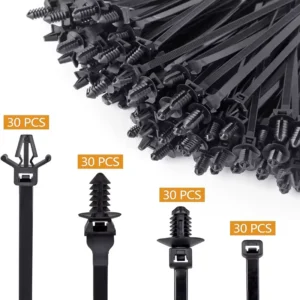 CHINEE Automotive Rivet Push Fasteners Mount Self Locking Zip Ties Compatible Cars Boat Nylon Universal Cable Tie Buckle Zip Tie Clips