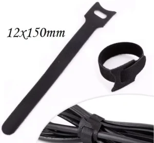 CHINEE Black 12mm*150mm Self Adhesive Eco Friendly Heat Resistant Reusable Adjustable Hook Loop Cable Ties