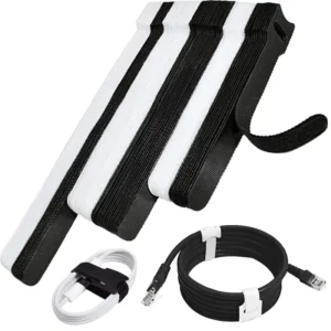 CHINEE Black Adjustable 6 inch Cord Organizer Ties Multi-purpose Hook Loop Cable Management Wire Ties Reusable Cable Ties
