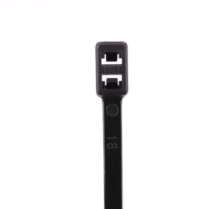 CHINEE Black Double-Ended Nylon 66 Cable Ties with Self-Locking Plastic Buckle Double Buckle and Double Hole for Fixed Binding Cable