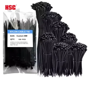 CHINEE Black Heavy Duty Zip Ties 100 Pack 120lb Strength UV Resistant Nylon Cable Ties Self Locking