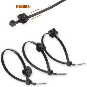 CHINEE Black Nylon Automotive Zip Ties Push Mount Wire Tying Cable Snap in Cable Zip Ties Cable Management for Cars