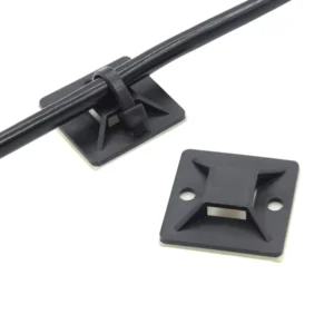 CHINEE Black Nylon Self Adhesive Durable Cable Tie Mount for Cables Fixing