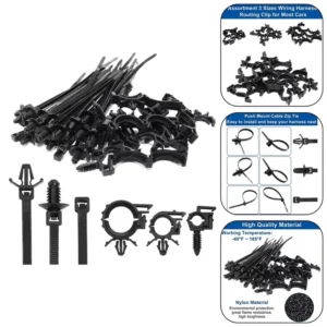 CHINEE Black Nylon UV Resistant Zip Ties Heavy Duty Self Locking Cable Tie Buckle for Car Repairs Universal Cable Management