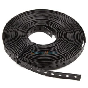 CHINEE Black PVC Coated 19mm Perforated Metal Pipe Fixing Tape Strip Hanging Banding Strap Tie