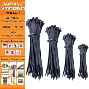 CHINEE Black Self Locking Cable Wire Tie Plastic 66 Nylon Zip Ties Supermarket 4.8mm Cable Ties
