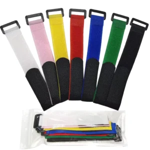 CHINEE Black White Nylon Loop and Hook Cable Tie Fasteners Strap Belt Elastic 1 Inch Custom Office Cable Management Hook and Loop Strap