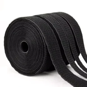 CHINEE Black White Self Adhesive Hook and Loop Tape Sticky Back No Sew Nylon Cable Tie for Wire Bundling and Fastening