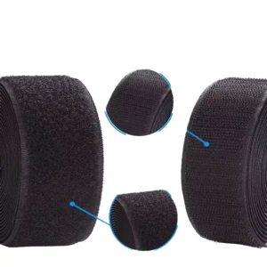 CHINEE Black White Self Adhesive Soft Stretch Nylon for Magic Tape with Hook Loop Fastener Fabric for Magic Tape