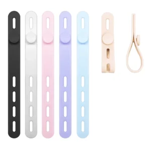 CHINEE Cable Ties Silicone Cable Organizer Tie Reusable Cord with High Elasticity Adjustable Anti Lost Soft Rubber Strap Holder