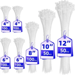 CHINEE Cable Zip Ties 600 Self Locking Heat Resisting Nylon Assorted Sizes 4+6+8+10+12 Inch Multi Purpose Wire Management Ties