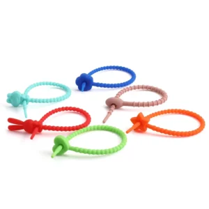 CHINEE Candy Color Silicone Tie Heart shaped Flower Star Silicone Material Live Buckle Cable Ties Reusable Bag Accessories Lanyard V163