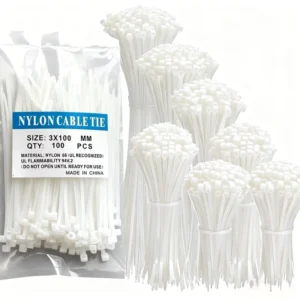 CHINEE ChenKe 8 Inch Self Locking Nylon Cable Zip Ties 40 Lbs Tensile Strength UV Resistant White CE ROHS Certified Industrial Use