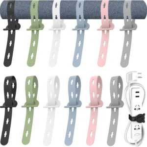 CHINEE Colorful Self adhesive Twist Ties Silicone Cable Clips Multi purpose Cable Tie Reusable Adjustable Silicone Cable Tie