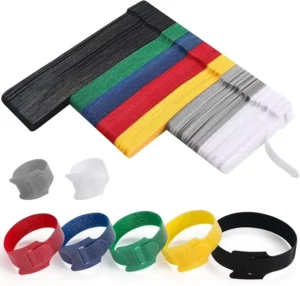 CHINEE Colorized Self Adhesive Double Sided Reusable Hook and Loop Cable Ties Wraps
