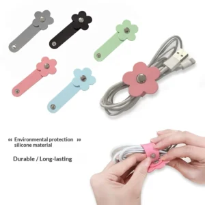 CHINEE Creative Flower Shaped Silicone Cable Organizer Eco Friendly Cord Management Tie for Headphone & Data Cable Cable Tie