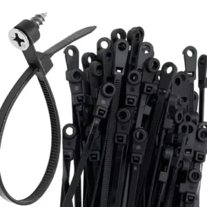 CHINEE Creative Nylon Cable Ties Screw Hole Mount Self Locking Loop Wrap Bundle Ties Strap for DIY Office Cables Wire Fasten Organizer