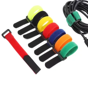 CHINEE Custom Adjustable Colorful Hook and Loop Strap Velcroes Cable Ties with Buckle