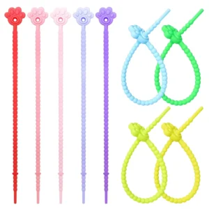 CHINEE Custom Eco Friendly Durable Silicone Cable Ties Adjustable Multifunctional Silicone Rubber Cable Ties