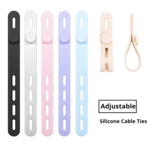 CHINEE Custom Flexible Silicone Cable Organizer Adjustable Reusable Rubber Cable Ties for Cable Management