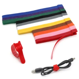 CHINEE Custom Length Cable Ties Reusable Fastening Cable Ties Organizer Hook and Loop Wire Cable Cord Management Ties