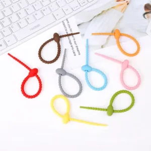 CHINEE Custom Logo Odm Colorful Durable Portable Binding Cord Sealing Clip Reusable Silicone Cable Twist Ties