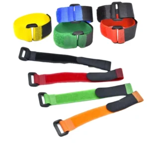 CHINEE Custom Logo Printed Colorful Reusable Battery Strap Nylon Soft Hook and Loop Cable Ties With Plastic Buckle