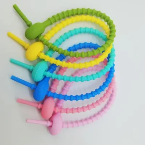 CHINEE Custom Logo Reusable Cable Tie Silicone Bag Twist Tie Organizing Cord Zip Robe Flexible Silicone Strap Ties