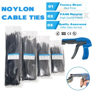 CHINEE Custom Nylon 66 Cable Tie Bundler 370mm Self Locking Ziptie with Wide Mounting Head for Base Cable Tying