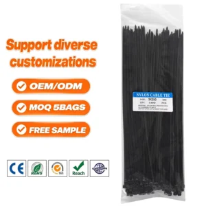 CHINEE Custom OEM Nylon 66 Cable Zip Ties Eco Friendly High Strength Self Locking Plastic Wire Fasteners