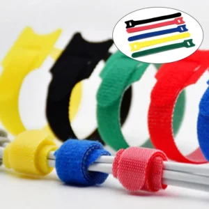 CHINEE Custom Printed Logo Double Sided T shape Hook Loop Cable Ties Reusable Eco Friendly Washable Self Adhesive Adjustable Straps for