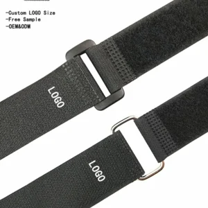 CHINEE Custom Printed logo Cable Tie Holder Adjustable Releasable Nylon Hook and Loop Strap Cable Ties With Plastic Metal Buckle