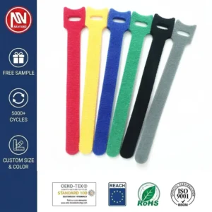 CHINEE Custom Reusable Cable Ties T Type Hook and Loop Straps Colorful Cord Wire Organizer for Home Office Management