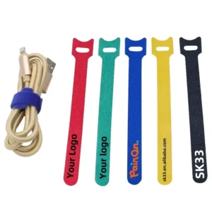 CHINEE Custom logo Fastener Strap Back to Back Printed Self locking Hook and Loop Cable Tie Band Cinch Straps Hook and Loop Straps