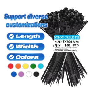 CHINEE Customizable Mountable Head Cable Tie W5*L200mm 250mm 400mm Multi Specification Heat UV Mountable Nylon Self Locking Cable Ties