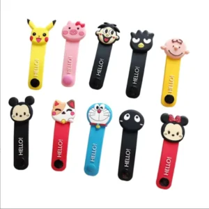 CHINEE Customized Cartoon Silicone Cable Tie Cord Ties Steel-Core Cable Tie Straps for Bundling Organizing and Holding