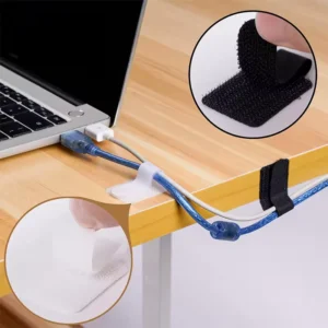 CHINEE DSX Adhesive Cord Holder Strips Cable Management Organizer Strap Reusable Hook and Loop Tape for Charging Cords