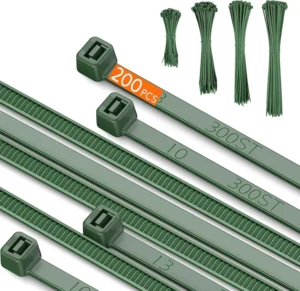 CHINEE Decoration Tie Wraps for Christmas Tree 12+10+8+4 Inch Heavy Duty PA66 Cable Zip Ties Self locking Wire Plastic Nylon Cable Ties