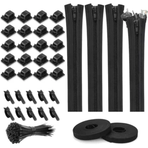 CHINEE Dibaigou 136pcs Plastic Cord Organizer Self Adhesive Cable Management Clips & Hooks for TV Office & Home Use Cable Ties Kit