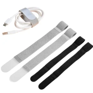 CHINEE Double Sided Velvet Nylon P type Velcro Zip Ties with Holes Cable Ties Power Cord Bundling Straps